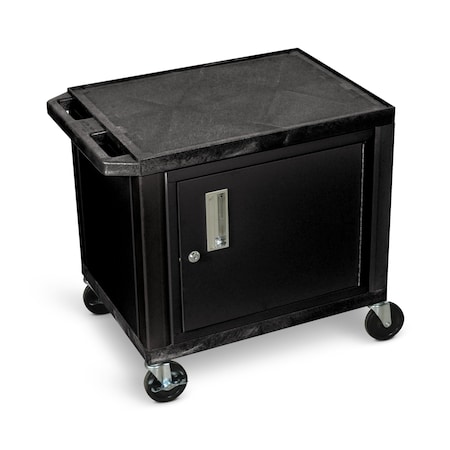Luxor AV Cart - 26"H - Two Shelves with Cabinet - Black WT26C2